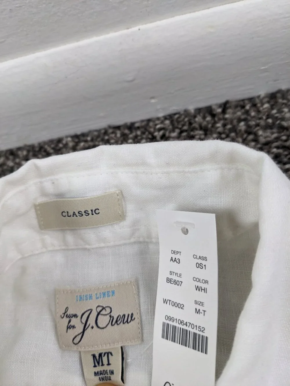 NWT J Crew Baird McNutt Shirt Irish Linen S/S Button White Mens Medium Tall MT